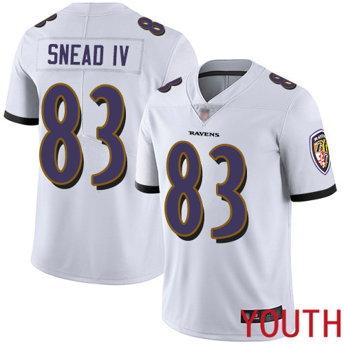 Baltimore Ravens Limited White Youth Willie Snead IV Road Jersey NFL Football #83 Vapor Untouchable->nfl t-shirts->Sports Accessory